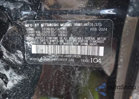2024 Mitsubishi Mirage G4 Black Edition from USA, damaged, VIN ML32FUFJ4RHF09026